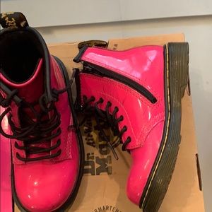 Pink patent leather boots